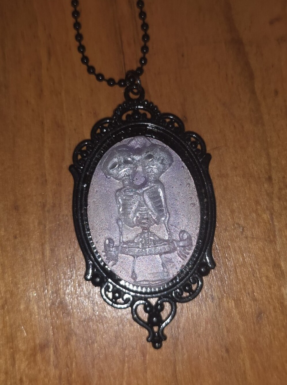 Pastel Goth Conjoined Twins Resin Cameo Pendant Black Metal Frame Chain Necklace